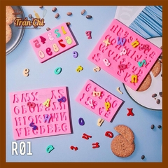 R01 - Set 3 khuôn silicone chữ in, chữ thường và số NÉT CONG (8/12)
