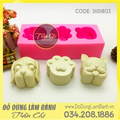 Khuôn silicone Mặt Chó 2c, chân chó
