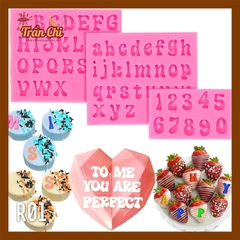 R01 - Set 3 khuôn silicone chữ in, chữ thường và số NÉT CONG (8/12)