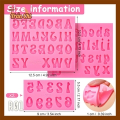 R01 - Set 3 khuôn silicone chữ in, chữ thường và số NÉT CONG (8/12)