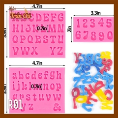 R01 - Set 3 khuôn silicone chữ in, chữ thường và số NÉT CONG (8/12)