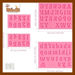 R01 - Set 3 khuôn silicone chữ in, chữ thường và số NÉT CONG (8/12)