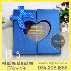 Hộp Chocolate ô cửa TIM kính 16 ô