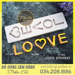 Khuôn silicone Chữ LOVE, tim đứng - Xám