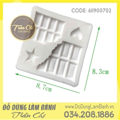 Khuôn silicone Thỏi Chocolate gãy 2c, tim, sao - Xám