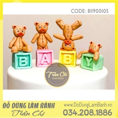 Khuôn silicone Gấu Teddy 1c - Xám