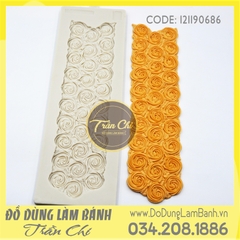 Khuôn silicone Viền thành hoa hồng nổi - Xám (BEST)
