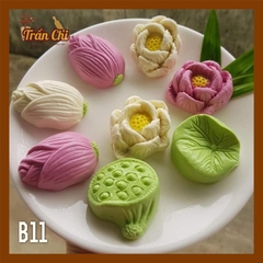 B11 - Combo bộ 4 khuôn silicone chủ đề SEN (Búp, Hoa, Gương, Lá) (11/12)