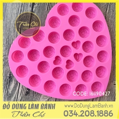 Khuôn silicone vỉ Tim hoa hồng LOVE 34c nhỏ