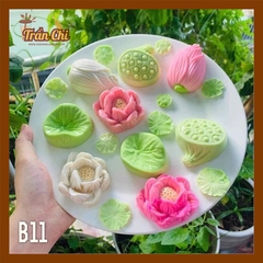 B11 - Combo bộ 4 khuôn silicone chủ đề SEN (Búp, Hoa, Gương, Lá) (11/12)