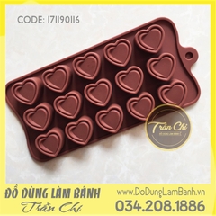 Khuôn silicone Trái tim viền đôi 15c