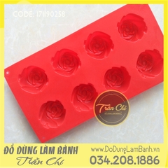 Khuôn silicone vỉ hoa HỒNG TRUNG 8c chữ nhật (VT258)