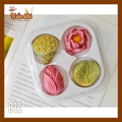 B11 - Combo bộ 4 khuôn silicone chủ đề SEN (Búp, Hoa, Gương, Lá) (11/12)
