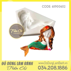 Khuôn silicone Nàng tiên cá ngồi - Xám