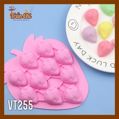 VT255 - Khuôn silicone vỉ Trái DÂU TÂY 10c hình trái Dâu (10/7)