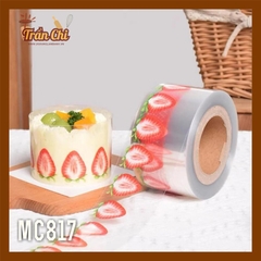 MC817 - Cuộn MICA nilong mẫu DÂU TÂY quấn thành bánh CỨNG - Cao 8cm x 1kg (1/12)