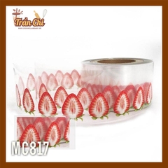 MC817 - Cuộn MICA nilong mẫu DÂU TÂY quấn thành bánh CỨNG - Cao 8cm x 1kg (1/12)
