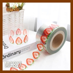 MC817 - Cuộn MICA nilong mẫu DÂU TÂY quấn thành bánh CỨNG - Cao 8cm x 1kg (1/12)