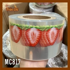 MC817 - Cuộn MICA nilong mẫu DÂU TÂY quấn thành bánh CỨNG - Cao 8cm x 1kg (1/12)