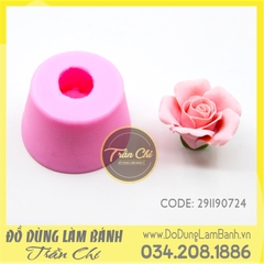 Khuôn silicone hoa Hồng cánh mỏng xòe tròn (0724)