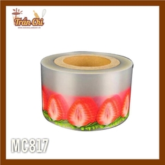 MC817 - Cuộn MICA nilong mẫu DÂU TÂY quấn thành bánh CỨNG - Cao 8cm x 1kg (1/12)