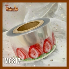 MC817 - Cuộn MICA nilong mẫu DÂU TÂY quấn thành bánh CỨNG - Cao 8cm x 1kg (1/12)