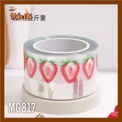 MC817 - Cuộn MICA nilong mẫu DÂU TÂY quấn thành bánh CỨNG - Cao 8cm x 1kg (1/12)