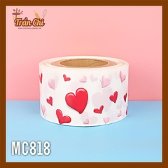 MC818 - Cuộn MICA nilong mẫu TRÁI TIM ĐỎ quấn thành bánh CỨNG - Cao 8cm x 1kg (11/12)