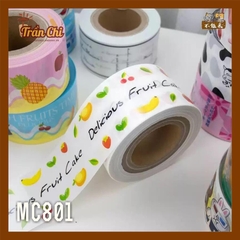 MC801 - Cuộn MICA nilong mẫu DELICIOUS FRUIT quấn thành bánh CỨNG - Cao 8cm x 1kg (11/12)