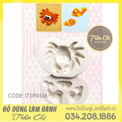 Khuôn silicone Cua, cá biển nhí 4c - Xám
