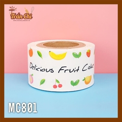 MC801 - Cuộn MICA nilong mẫu DELICIOUS FRUIT quấn thành bánh CỨNG - Cao 8cm x 1kg (11/12)