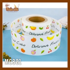 MC801 - Cuộn MICA nilong mẫu DELICIOUS FRUIT quấn thành bánh CỨNG - Cao 8cm x 1kg (11/12)