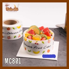 MC801 - Cuộn MICA nilong mẫu DELICIOUS FRUIT quấn thành bánh CỨNG - Cao 8cm x 1kg (11/12)