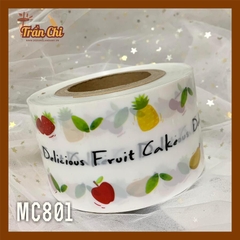 MC801 - Cuộn MICA nilong mẫu DELICIOUS FRUIT quấn thành bánh CỨNG - Cao 8cm x 1kg (11/12)