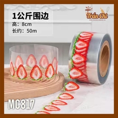 MC817 - Cuộn MICA nilong mẫu DÂU TÂY quấn thành bánh CỨNG - Cao 8cm x 1kg (1/12)