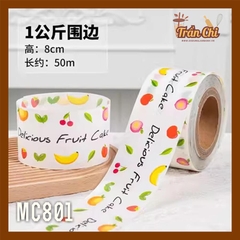 MC801 - Cuộn MICA nilong mẫu DELICIOUS FRUIT quấn thành bánh CỨNG - Cao 8cm x 1kg (11/12)