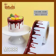 MC888 - Cuộn MICA nilong mẫu SOCOLA NÂU CHẢY quấn thành bánh CỨNG - Cao 8cm x 1kg (11/12)