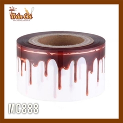 MC888 - Cuộn MICA nilong mẫu SOCOLA NÂU CHẢY quấn thành bánh CỨNG - Cao 8cm x 1kg (11/12)