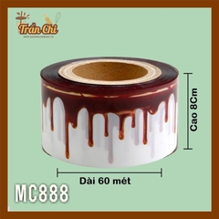 MC888 - Cuộn MICA nilong mẫu SOCOLA NÂU CHẢY quấn thành bánh CỨNG - Cao 8cm x 1kg (11/12)