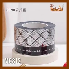 MC812 - Cuộn MICA nilong mẫu SỌC TRẮNG ĐEN quấn thành bánh CỨNG - Cao 8cm x 1kg (11/12)