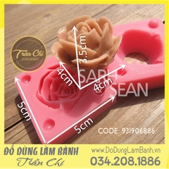 Khuôn silicone hoa Hồng cánh đứng (2 mảnh)