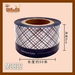 MC812 - Cuộn MICA nilong mẫu SỌC TRẮNG ĐEN quấn thành bánh CỨNG - Cao 8cm x 1kg (11/12)