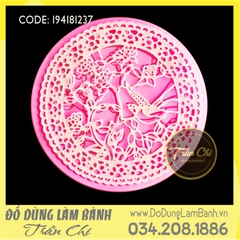 Khuôn silicone LACE tròn CHIM, HOA LÁ - Style 3