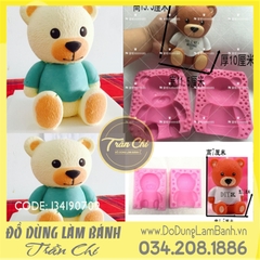 Khuôn silicone Gấu ngồi 3D mắt tròn - Nhỏ