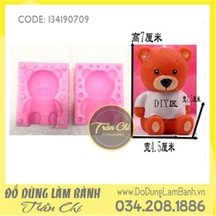Khuôn silicone Gấu ngồi 3D mắt tròn - Nhỏ