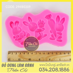 Khuôn silicone Thỏ ôm củ cải đỏ 3c (AN3639)