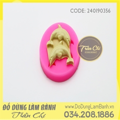 Khuôn silicone Cá heo nhảy 2c oval - Pink