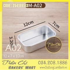 LA02 - Khuôn LOAF nhôm đúc chữ nhật Bánh Mì - A02 (12x7x3.2cm) (4/6)