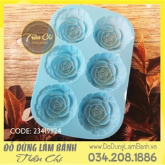 Khuôn silicone vỉ Hoa hồng cánh đứng 6c trung
