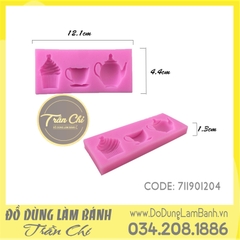 Khuôn silicone Ấm, tách, cupcake chữ nhật